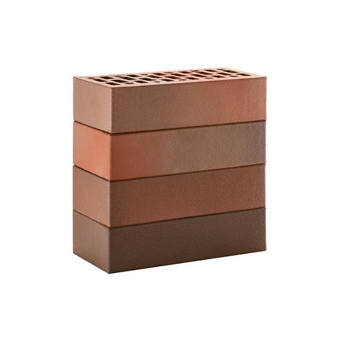 Кирпич облицовочный ЛСР красный флэшинг гладкий, утолщенные стенки, 250х120х65 мм